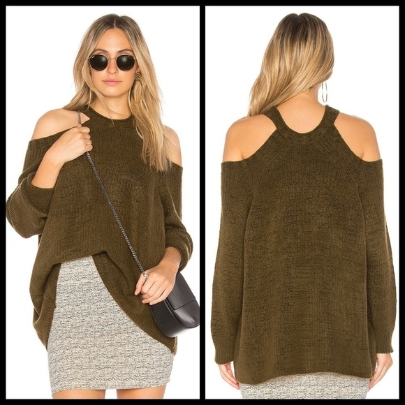 💕INDAH BODY💕 BLACK Ambrosia Cold Shoulder Sweater Top S Small NWT - Picture 1 of 4